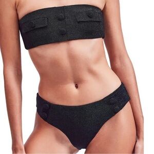 DEVON WINDSOR Green metallic Strapless M Bikini bottom S Set Size S-M